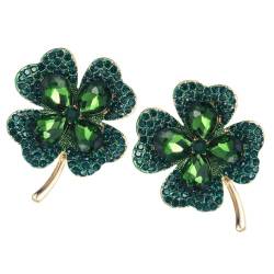 Holibanna 2 Stück Kleeblatt-Broschennadeln St. Patrick's Day Brosche Mit Strasssteinen Grünen Kleeblättern Kristallblume Anstecknadeln Kleideraccessoires St. Patrick's Day Schmuckgeschenk von Holibanna