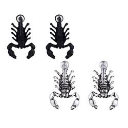 Holibanna 2Pairs Skorpion Ohrringe 3D Gothic Baumeln Ohrringe Kreative Nette Tier Ohr Studs für Halloween Party Favor Supplies Silber Schwarz von Holibanna