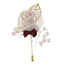 Holibanna 2St Perlenblumenbrosche Rosendekor Blumendekoration Männer Corsage hochzeitsdeko dekoration für brautbankette Perlen-Boutonniere Halloween Korsage Stift Bräutigam von Holibanna