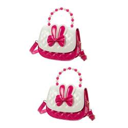 Holibanna 2St Umhängetasche für Kinder Handtasche Kinder-Einkaufstasche Mädchen Umhängetasche Schultertasche Umhängetasche mit Schleife Hasentasche für Mädchen tragbar Cartoon-Tasche rot von Holibanna