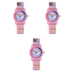 Holibanna 3St Quarzuhr für Kinder Cartoon-Uhr Coole Uhren für Kinder Designeruhren für Kinder betrachten kinderuhren Schöne Uhr für Kinder ansehen wasserdicht Anschauen Quarzuhren 3D Rosa von Holibanna