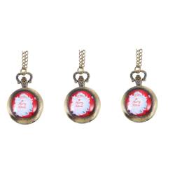 Holibanna 3St alte Taschenuhr Taschenuhren für Herren Weihnachten Vintage Taschenuhr Vintage-Uhr Halsketten Weihnachtskette Taschenuhr-Geschenk Weihnachtstaschenuhr Patch Legierung rot von Holibanna
