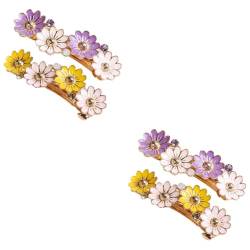 Holibanna 4 Stück Haarschmuck Blumenhaarspangen für Mädchen Haarspangen Dekoration Haarklammer Tiara Blumen-Haarspangen Mädchen Haarspange Gänseblümchen Kopfbedeckung Haarnadel Strasssteine von Holibanna