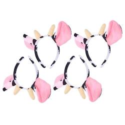 Holibanna 4 Stück Tierisches Stirnband Lustiger Kuhkopfschmuck Maskerade-kuh-stirnband Kopfband Für Rinder Wolf Partygeschenke Kuhhörner Haarband Kuh-dekor Vieh Wolfsohren Kind Cosplay Stoff von Holibanna