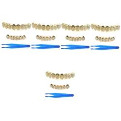 Holibanna 5 Sätze Schmuckspangen zahnprothese zahnersatz prothese Goldene Zahnverzierung Edelsteine ​​für Zähne Zahngitter vergoldet Grill Strass Bohrer-Set Zahnspange Zinklegierung von Holibanna