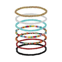 Holibanna 7Pcs Boho Bunte Perlen Stapelbar Armband Handgelenk Ketten Einzigen Schicht Armbänder für Frauen von Holibanna