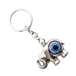 Holibanna Bösen Blick Schlüsselbund Metall Legierung Elefanten mit Blau Bösen Blick für Luck Schutz Und Festigkeit Tasche Anhänger Amulett Keychain von Holibanna