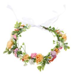 Holibanna Braut Haarband Blumenkrone Für Mädchen Blumenhaarband Kranz-stirnband Haarschmuck Für Die Hochzeit Blumengirlande Bunte Blumenkrone Frühling Und Sommer Fräulein Stoff Haarring von Holibanna