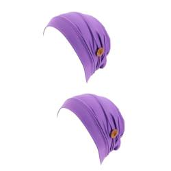 Holibanna Damen Stirnbänder 2st Weiches Stirnband Für Damen Chemo-hut-kappe Violett Flache Kappe Fräulein Kopfbedeckung von Holibanna