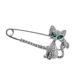 Holibanna Legierung Katze Brosche Pin Pullover Cardigan Brosche Set Vintage Kristallsticker Kreative Strass Broschen Praktische Schöne Katze Brosche Für Frauen Mädchen (Silber) von Holibanna