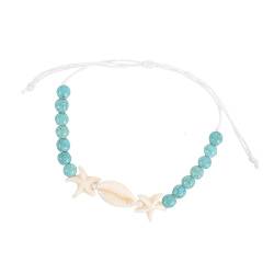 Holibanna Muschelarmband Freund-schiff-handkette Verstellbare String-wave-armbänder Strandarmbänder Für Frauen Bohemian-armbandkette Türkis Popularität Wachsseil Liebhaber von Holibanna