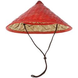 Holibanna Samurai-Hut Orientalischer Hut Japanischer Ninja-Hut Roter Konischer Hut Chinesischer Ritterhut Asiatischer Hut Reisbauernhüte Für Cosplay Gartenbauernfischen von Holibanna
