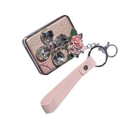 Holibanna Schlüsselanhänger Mit Perlenkette Damenrucksack-geldbörse Colgantes para De Mujer Reise Dekor Blumen Schlüsselanhänger Metallbesatz Spiegel Taschen Glasbohrermaterial von Holibanna