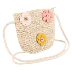 Holibanna Stricktasche für Kinder Mini-Handtasche Handtasche mit Strandgriff Geldbörsen Handtasche für kleine Mädchen Umhängetasche aus Stroh Schultertasche Rattan Strohsack Gewebte Tasche von Holibanna
