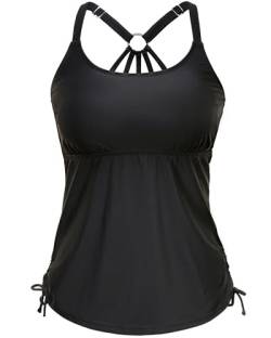 Holipick Damen Tankini Swim Top Only Tankini Badeanzug Tops ohne Unterteil, Schwarz, XL von Holipick