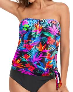 Holipick Trägerloses Tankini-Top für Damen, Bademode, Top, Bandeau-Badeanzug, Top, Blouson, Badeanzug, Top, ohne Unterteil, Mehrfarbig, Large von Holipick