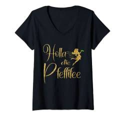 Damen Pfefferminzlikör - Pfeffi Likör Party - Holla die Pfeffifee T-Shirt mit V-Ausschnitt von Holla die Weinfee