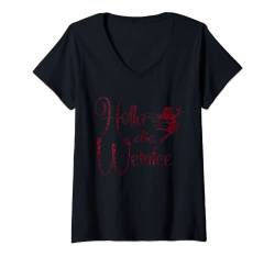 Damen Vino Weißwein Rotwein Geschenkidee - Holla die Weinfee Wein T-Shirt mit V-Ausschnitt von Holla die Weinfee