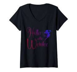 Damen Wein Vino Geschenkidee - Holla die Weinfee - Frauen T-Shirt mit V-Ausschnitt von Holla die Weinfee