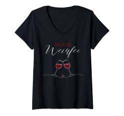 Damen Wein Vino Geschenkidee - Holla die Weinfee T-Shirt mit V-Ausschnitt von Holla die Weinfee