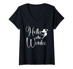 Vino - Wein - Frauen - Holla die Weinfee T-Shirt mit V-Ausschnitt von Holla die Weinfee