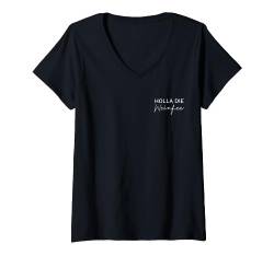 Wein Vino Geschenkidee - Holla die Weinfee T-Shirt mit V-Ausschnitt von Holla die Weinfee