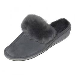 Lammfell Hausschuhe MAROKKO Schuhgröße: EUR 38 | Farbe: Grau von Hollert German Leather Fashion