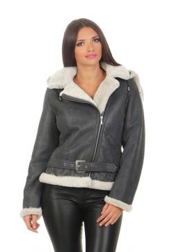 Lammfelljacke - JESSY Größe: M | Farbe: Schwarz von Hollert German Leather Fashion