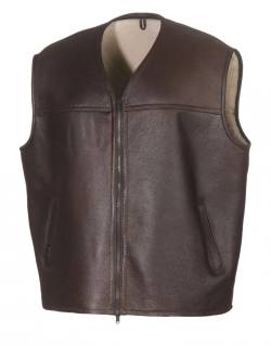 Lammfellweste - FIRMINIUS ohne Kragen Größe: 3XL | Farbe: Espresso von Hollert German Leather Fashion