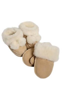 Baby Set Schuhe & Handschuhe aus Merino Lammfell Schuhgröße: EUR 18-19 von Hollert