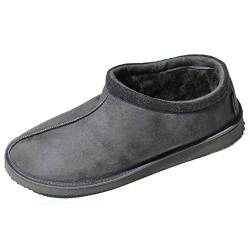 Hollert Herren Lammfell Hausschuhe Schäfer Jakob Halbschuhe Fellschuhe 100% Merino Schaffell atmungsaktiv warm Schuhgröße 44, Farbe Anthrazit von Hollert