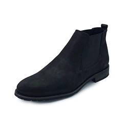 Hollert Herren Stiefelette Chelsea Boots Modell 702 Stiefel Veloursleder Classic Schuhe Schuhgröße 44, Farbe Schwarz von Hollert