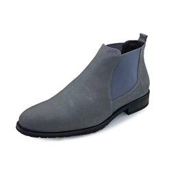 Hollert Herren Stiefelette Chelsea Boots Modell 702 Stiefel Veloursleder Classic Schuhe Schuhgröße 45, Farbe Grau von Hollert