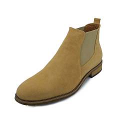 Hollert Herren Stiefelette Chelsea Boots Modell 702 Stiefel Veloursleder Classic Schuhe Schuhgröße 45, Farbe Sand von Hollert