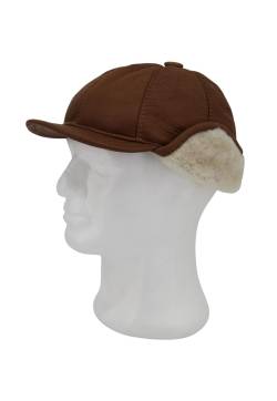 Lammfell Flatcap mit Ohren- und Nackenschutz Cognac von Hollert