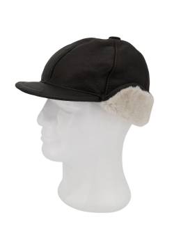 Lammfell Flatcap mit Ohren- und Nackenschutz Espresso/Creme von Hollert