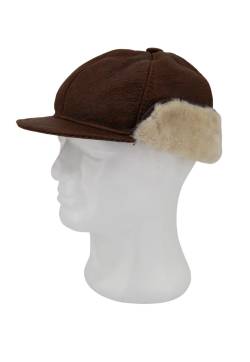 Lammfell Flatcap mit Ohren- und Nackenschutz Kastanie/Creme von Hollert