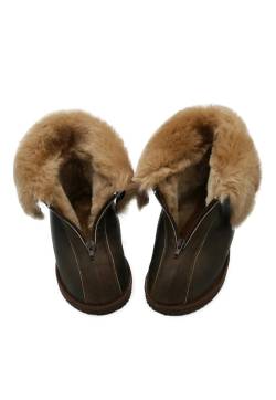 Lammfell Hausschuhe - ALASKA DUNKELBRAUN Schuhgröße: EUR 37 von Hollert