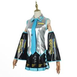 Vocaloid Miku Cosplay Perücke Kostüm Japan Midikleid Anfänger Zukunft Miku Cosplay weiblich Halloween Damenkostüm Herrengröße, L von Holludle