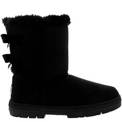 Damen Schuhe Twin Schleife Fell Schnee Regen Stiefel Winter Fur Boots - Schwarz - 39 von Holly