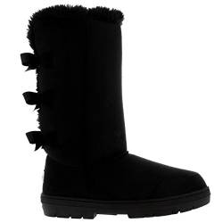 Holly Womens Triplet Bow Tall Classic Waterproof Winter Rain Snow Boots - Black - 4-37 - AEA0230 von Holly