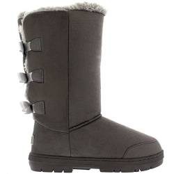 Holly Womens Triplet Bow Tall Classic Waterproof Winter Rain Snow Boots - Grey - 8-41 - AEA0233 von Holly