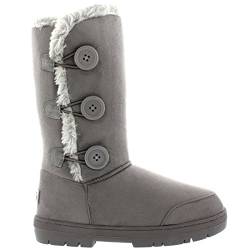 Holly Womens Triplet Button Waterproof Winter Snow Boots - Grey - 10 - GRE43 AEA0155 von Holly