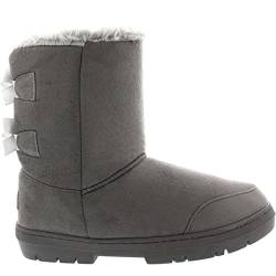 Holly Womens Twin Bow Tall Classic Waterproof Winter Rain Snow Boots - Grey - 4-37 - AEA0237 von Holly