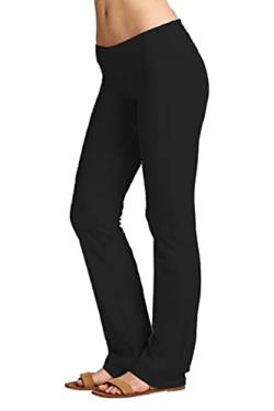 Hollywood Star Fashion Solid Foldover Solid Bootleg Flare Yoga Pants (X-Large, Black) von Hollywood Star Fashion