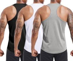 Holure 3er Pack Tank Top Herren, Achselshirts Sport Ärmelloses Shirt Unterhemd Fitness Sleeveless T-Shirt für Training Fitness Bodybuilding Vest Schwarz/Grau/Weiß S von Holure