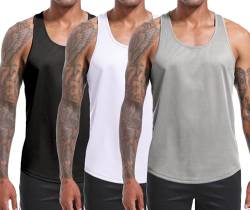 Holure 3er Pack Tank Top Herren, Achselshirts Sport Ärmelloses Shirt Unterhemd Fitness Sleeveless T-Shirt für Training Fitness Bodybuilding Vest Schwarz/Grau/Weiß XXL von Holure