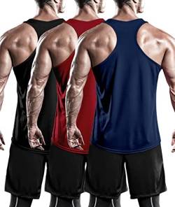 Holure 3er Pack Tank Top Herren, Achselshirts Sport Ärmelloses Shirt Unterhemd Fitness Sleeveless T-Shirt für Training Fitness Bodybuilding Vest Schwarz/Rot/Marine M von Holure
