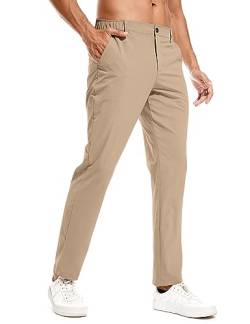 Holure Herren Golf Hosen wasserdichte Slim Fit Golf Hosen Leichte Stretch Outdoor Hosen mit Taschen Casual Hosen für Golf Khaki-30 von Holure