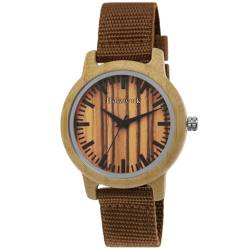 Holzwerk Germany Handgefertigte Designer Damen-Uhr Herren-Uhr Öko Natur Holz-Uhr Armband-Uhr Analog Klassisch Quarz-Uhr in Braun mit Textil-Nylon Armband von Holzwerk Germany